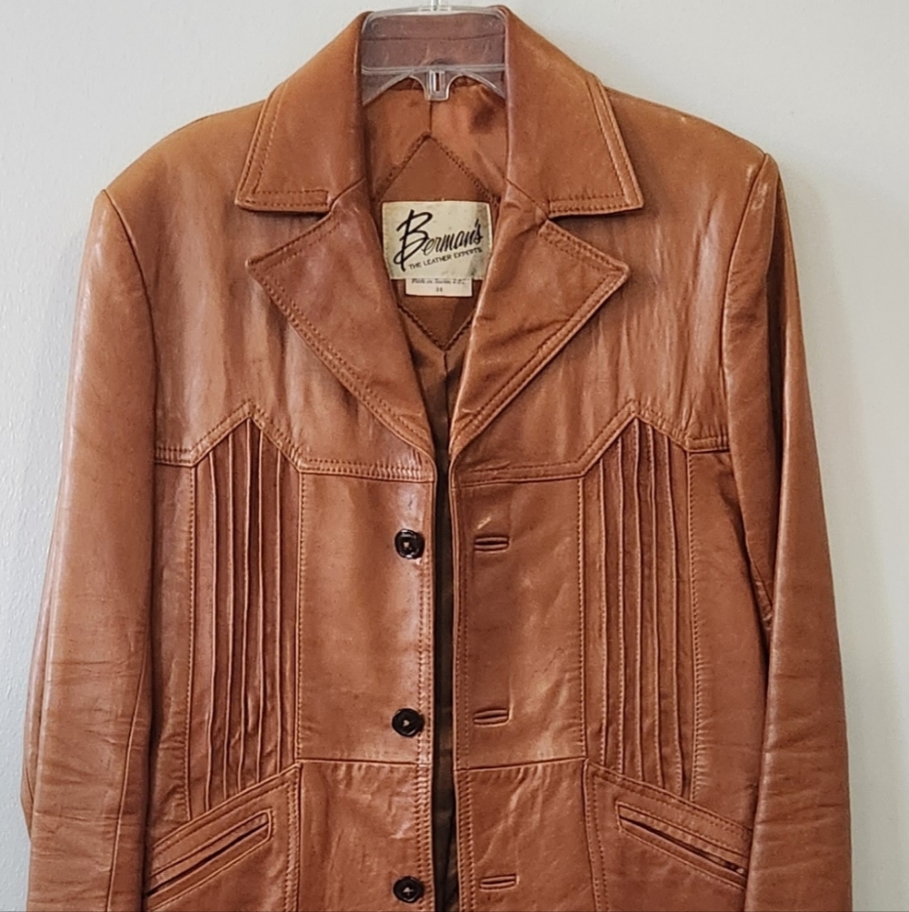 Vintage From The 70's Bermans Brown Leather Jacket